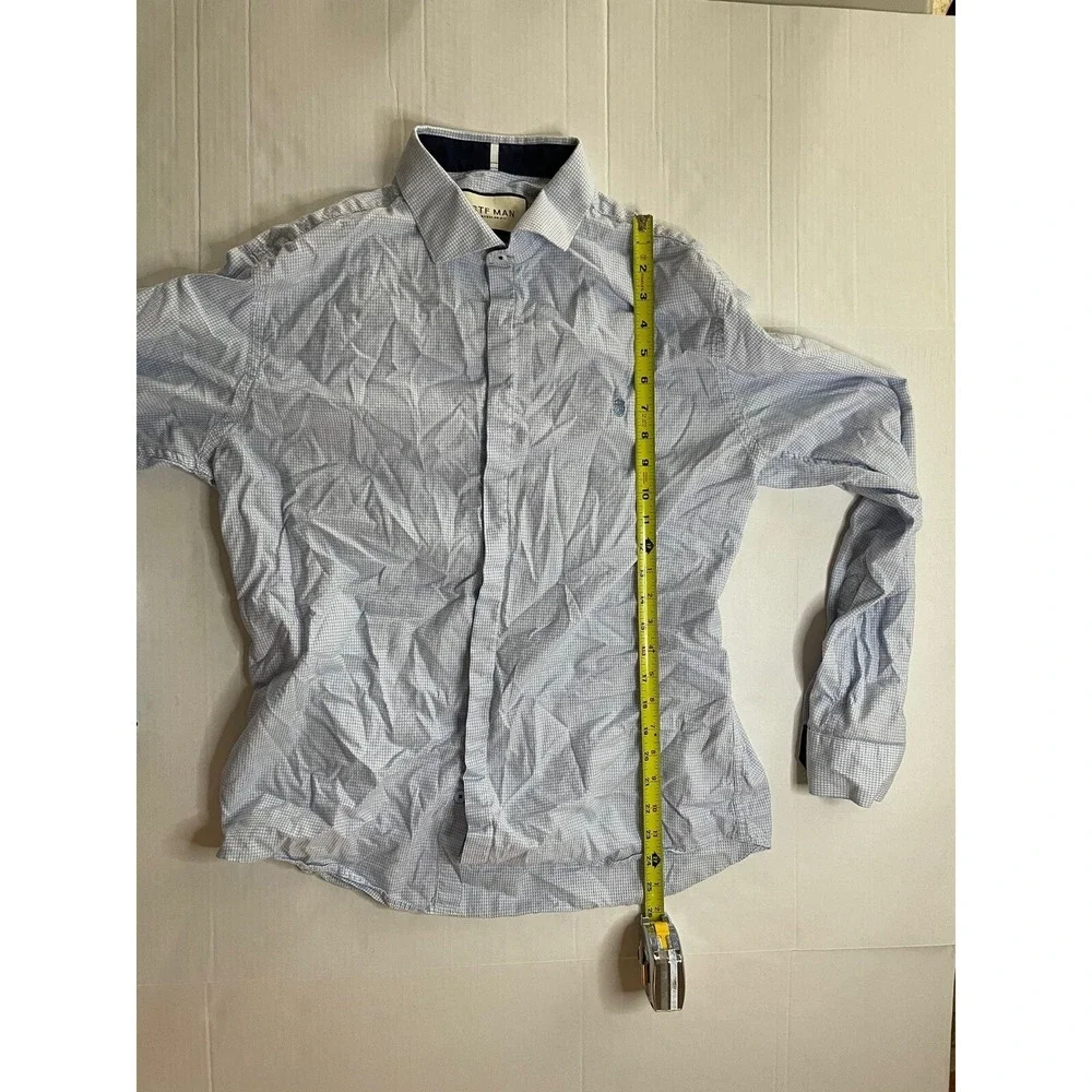 STF Man Long Sleeve Button Down Shirt Men's Size Large Blue Dress Casual Shirt